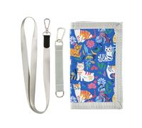 KLL Chic Shorthair Cats Royal Blue Trifold Portafoglio per carte di credito per le donne minimalista colorato titolare della carta portafoglio per gli uomini con cordino