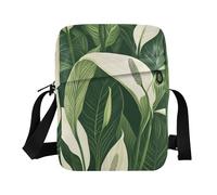 KLL Chic White Peace Lily Fiori Foglie Verdi Stile Minimalista Borse messenger in Pelle Vegana Uomo Crossbody Casual Donna Borsa Tracolla