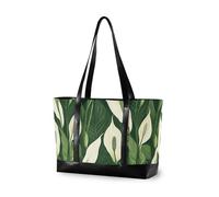 KLL Chic White Peace Lily Flowers Green Leaves Minimalist Style trendy donne 14 pollici laptop tote con cerniera borse da lavoro Grande borsa per infermieri con pannolino bolso para laptop mujer