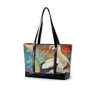 KLL Cicogna Astratto Pittura Acquerello Portatile borse di lavoro per le donne con cerniera tote Grande Borsa per la mamma con bolsas para computadoras de mujer