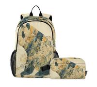 KLL Collage Art Panda Musica Score Beige Zaino Con Borsa Pranzo (scenario) Borsa Libro Per Ragazzi 10-12