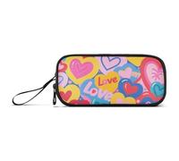 KLL Colorato Cartoon Cuore Amore Carino Nylon Penna Storage Bag Grande Capacità Astuccio Organizer Cancelleria per Ufficio Adolescenti