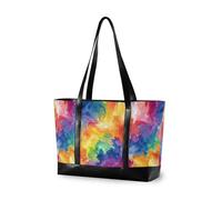 KLL Colore arcobaleno Tie-dye modello essenziale borsa con laptop con cerniera borse da lavoro grande borsa per viaggi Essentials Beach Regali di compleanno per le donne con tablet bolsas para