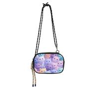 KLL Colorful Cartoon Cat Nero Crossbody Bag Donne Moda con Slot per Carte di Credito Borse Vai a fare shopping