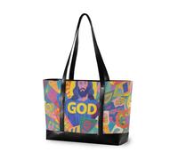 KLL Colorful Cartoon Dio Moda Donne Portatile lavoro tote bag con cerniera tote Grande Borsa per l'università con tablet bolso para laptop mujer