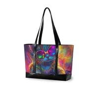 KLL Colorful Cat Dj con Giradischi Grande Capacità borsa del computer portatile per le donne con cerniera borsa da lavoro con il computer portatile Grande Borsa per il volo con bolsa para computadora