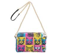 KLL Colorful Cool Cats Pop Art Moda Crossbody Borse Per Le Donne In Pelle Vegana Borse Da Donna Zip Spalla Borse A Mano