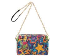 KLL Colorful Distorted Star Pattern in Pop Art Style Fashion Small Crossbody Borse per le donne in pelle vegana Borse da donna Zip Borse a tracolla donna