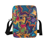 KLL Colorful Distorted Star Pattern in Pop Art Style mens messenger bag crossbody Vegan Leather Small Crossbody Borse per le donne Casual Borse a tracolla per le donne