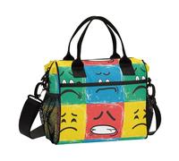 KLL Colorful Pop Art Style Face Icons Minimalista Grande Lunch Tote con Tracolla Lunch Box per Adolescenti per Scuola loncheras para almuerzo