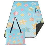 KLL Colorful Scacchi Stelle Impermeabile Parco Coperta Sabbia Libero Spiaggia Esterna Picnic per Le Donne 30s Regali di Primavera esterillas de playa