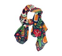 KLL Colorful Sugar Skull Cactus Mexican Art Sciarpa lunga scialle sciarpa di seta sciarpa di seta per le donne avvolgere i capelli dormire per l'inverno bufanda para mujer