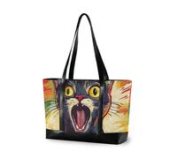 KLL Colorful Urlando Cat Illustrazione Grande Capacità donne 14 pollici laptop tote con cerniera cerniera tote Grande Borsa per la mamma con bolsos segreto para mujeres