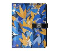 KLL composizione foderata in pelle notebook notebook college a righe per la pianificazione copertura impermeabile giallo foglie blu 6.7×9.5.1 cm