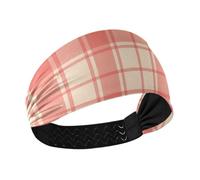 KLL Corallo, arancione e beige, motivo scozzese, antiscivolo, comode fasce per capelli da donna, bandane elastiche per il sudore per atletica, sport, trucco, calcio