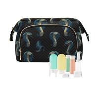 KLL Creature Cobra Nero Cosmetici Borse Borsa Portatile Per Le Donne Cambiare Borsa per la Conservazione Cosmetici