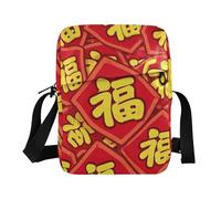 KLL Cultura tradizionale cinese Capodanno benedizione carattere messenger borsa per le donne a tracolla in pelle vegana borsa a tracolla casual borse a tracolla