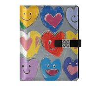 KLL cuoio foderato a righe notebook spirale notebook college per diario portatile Retro Cuori colorati Carino 6.7 × 9.5.1 cm