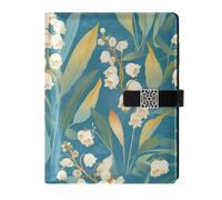 KLL cuoio foderato diario notebook college a righe spirale per diario portatile Lily Of The Valley sfondo turchese 6.7 × 9.5.1 cm