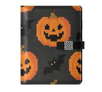 KLL cuoio foderato notebook diario notebook college a righe per diario delicato Halloween Pixel zucca 6.7 × 9.5.1 cm