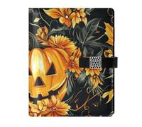 KLL cuoio foderato notebook diario notebook regola del college per lavorare delicato Jack-o'-lantern zucca floreale Halloween 6.7 × 9.5.1 cm