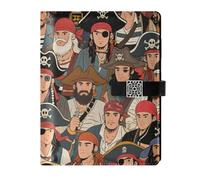 KLL cuoio foderato notebook diario soggetto college a righe per college copertura impermeabile Retro Cartoon Pirati 6.7 × 9.5.1 cm