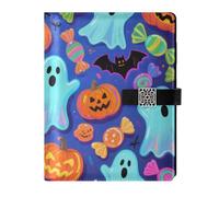 KLL cuoio foderato soggetto notebook diario notebook per lavorare delicato Happy Halloween Colorful Candy Ghosts 6.7 × 9.5.1 cm
