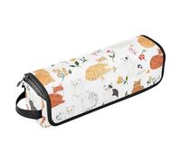 KLL Custodia da viaggio 2 in 1 con ferro arricciacapelli e tappetino resistente al calore, impermeabile, custodia da viaggio per ferro arricciacapelli, piastra per capelli piatti, gatti americani