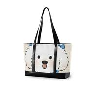 KLL Cute Cartoon White Dog trendy college tote bag con cerniera borse da lavoro grande borsa per viaggio palestra vacanza con tablet bolso para laptop mujer
