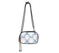 KLL Delicata mini borsa a tracolla da donna con pinguino dei cartoni animati blu chiaro con scomparti per carte di credito borsa nera Fai una passeggiata