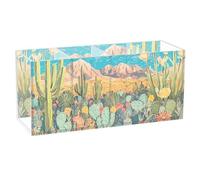 KLL Deserto colorato con cactus fiori che sbocciano portamatite acrilico 4 scomparti in plastica trasparente pastello organizer per camera da letto forniture per ufficio