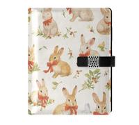 KLL diario foderato in pelle notebook college a righe quaderni per college copertura impermeabile cartone animato carino piccoli conigli fiocco rosso 6.7 × 9.5.1 cm