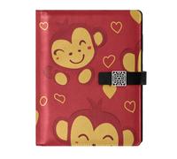 KLL diario foderato in pelle notebook notebook college a righe per diario copertura impermeabile carino animale scimmia tradizionale nordico San Valentino 6,7 × 9,5 cm