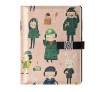 KLL diario foderato in pelle notebook notebook college a righe per lavorare delicato cartone animato carino illustrazione 6.7 × 9.5.1 cm