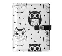 KLL diario foderato in pelle notebook notebook regola del college per la pianificazione portatile Animal Owl Simple Line Art Cartoon Style 6.7 × 9.5 cm