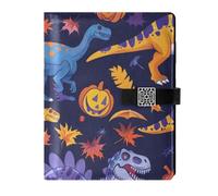 KLL diario foderato in pelle notebook notebook regola del college per lavorare copertura impermeabile Spooky Season Jurassic T-rex 6.7×9.5.1 cm