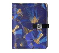 KLL diario foderato in pelle notebook notebook regola del college per viaggiare portatile Indaco Mattina Gloria Astratta Fiori 6.7×9.5.1 cm