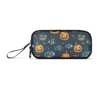 KLL Divertente astuccio in nylon arancione Jack O Lanterns College ad alta capacità astuccio per cancelleria per insegnanti di ufficio