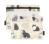 KLL Divertente astuccio per matite con gatto norvegese personalizzato beige astuccio morbido per 3 anelli cartella con tre anelli per bambini accessori di cancelleria, Funny Norwegian Forest Cat Cats