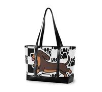 KLL Divertente Bassotto Cane Nero Bianco A Scacchi Impermeabile 14 pollice borsa per laptop per le donne con cerniera strutturata tote Grande Borsa per la mamma con bolso de trabajo para mujer