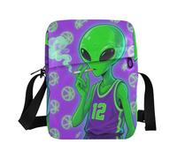 KLL Divertente borsa a tracolla da uomo verde alieni in pelle vegana borse a tracolla per gli uomini Casual Borsa a tracolla