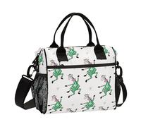 KLL Divertente Cavallo Danza Bianco Verde Grande Mens Lunch Box con Tracolla Borse Pranzo Adulto per Le Donne per la Scuola Bolsa Tote para Mujer