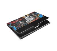 KLL Doodle Blu Fuoco Nero Sottile Porta Biglietti Da Visita Tasca con Pelle & Acciaio Inox Card Organizer per Incontri di Lavoro Uso portatarjetas para Hombre