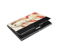 KLL Elegante pesce bianco con perline colorate sottile porta biglietti da visita sottile con pelle e porta carte in acciaio inox per viaggi a casa o in ufficio uso estuche para tarjetas