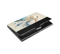 KLL Elegante Pesce con Pinna Coda Multicolore Sottile Tasca Porta Biglietti da Visita con Pelle & Porta Carte in Acciaio Inox per Incontro di Lavoro Uso portatarjetas para Hombre