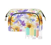 KLL Estate Floreale Narciso Delphinium Girasole Bianco Articoli da toeletta Borse Essentials Viaggio Trucco Borse Donne Cash Portafoglio, 8, 1 Size, 8 IT, 1 Size, 8 IT, 1 size