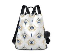 KLL Evil Eye Magic Occult Fashion zaino per laptop da donna zaino per laptop alla moda per le donne per lo shopping quotidiano del college con portachiavi pompon