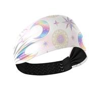 KLL Fascia elastica per il sudore, con stelle e luna, stile bohémien, per allenamento, basket, uso quotidiano