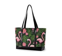 KLL Fenicotteri tropicali foglie di palma fiori rosa vibrante impermeabile 14 pollici laptop tote con cerniera borsa 14 pollici Grande borsa per il volo con tablet maletín para laptop mujer