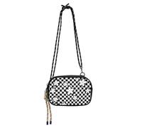 KLL Fiore Bianco Nero A Quadri Nero Crossbody Bag per Le Donne Comfort con Slot per Carte di Credito Piccole Borse Nere Vai a fare shopping
